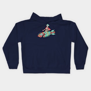 Funny Cowboy Skeleton Riding a Bomb Missile Kids Hoodie